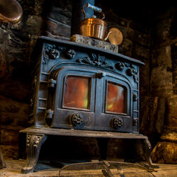 Fireplace with fire