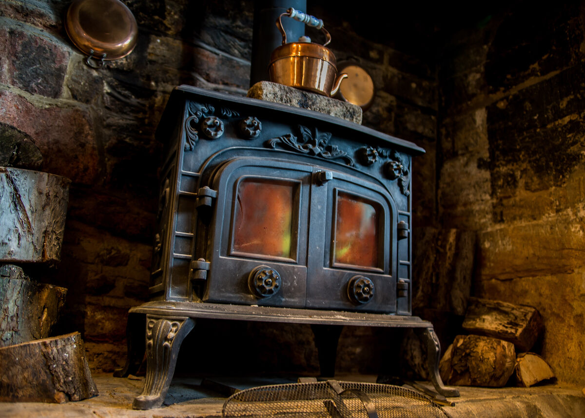Fireplace with fire